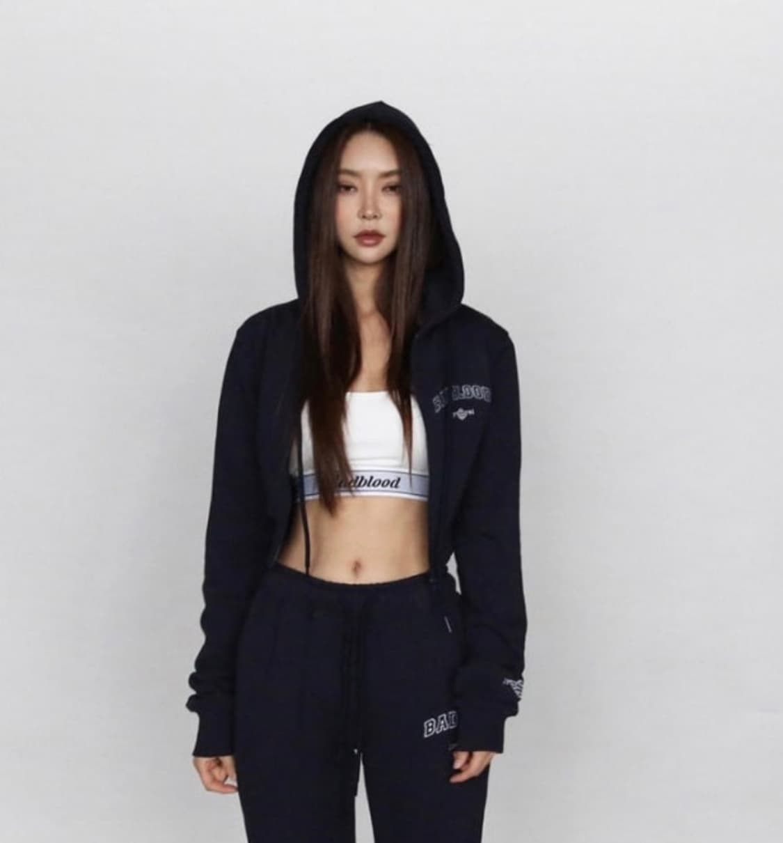 배드블러드 유니버시티 후드집업 네이비 상품이미지4