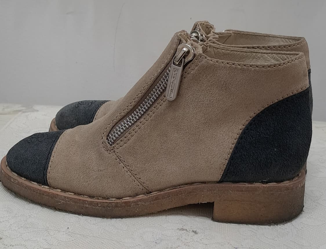 샤넬 스웨이드 캡 토 자퍼 앵클부츠 38 상품이미지5