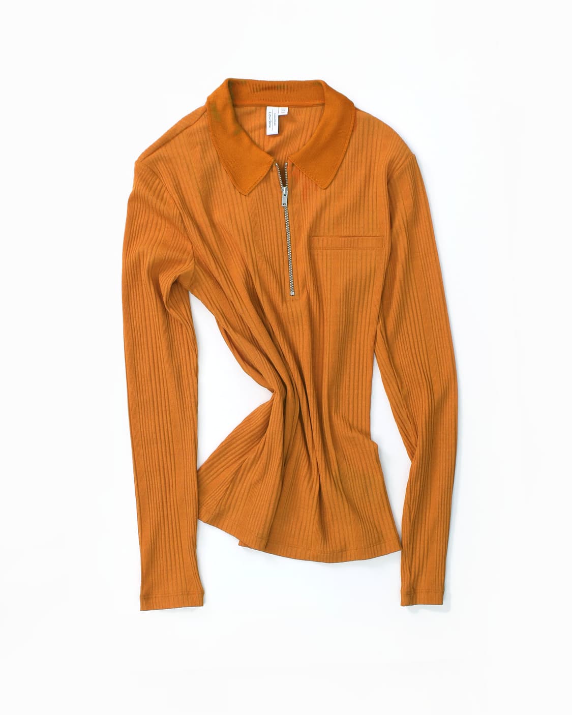 앤아더스토리즈 오렌지 골지 반집업 니트 상품이미지1