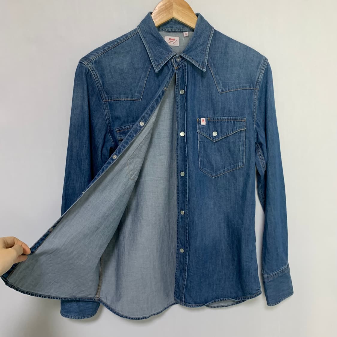 에드윈 버튼 데님 셔츠 청남방 y2k 빈티지 S 남녀공용 상품이미지6