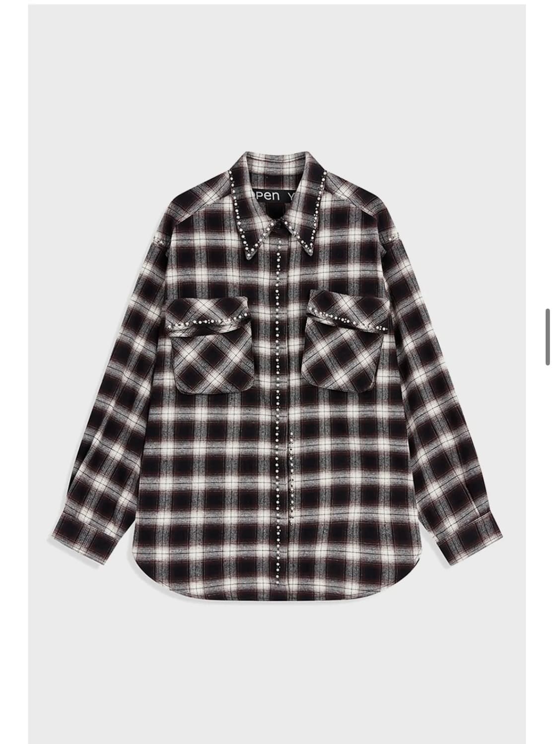 open yy pocket shirt, checked brown S 상품이미지3