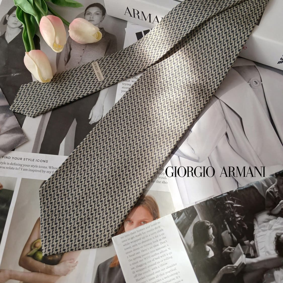 아르마니 꼴레지오니 실크 기하 넥타이 9.6cm A+~A등급 A19455 상품이미지2