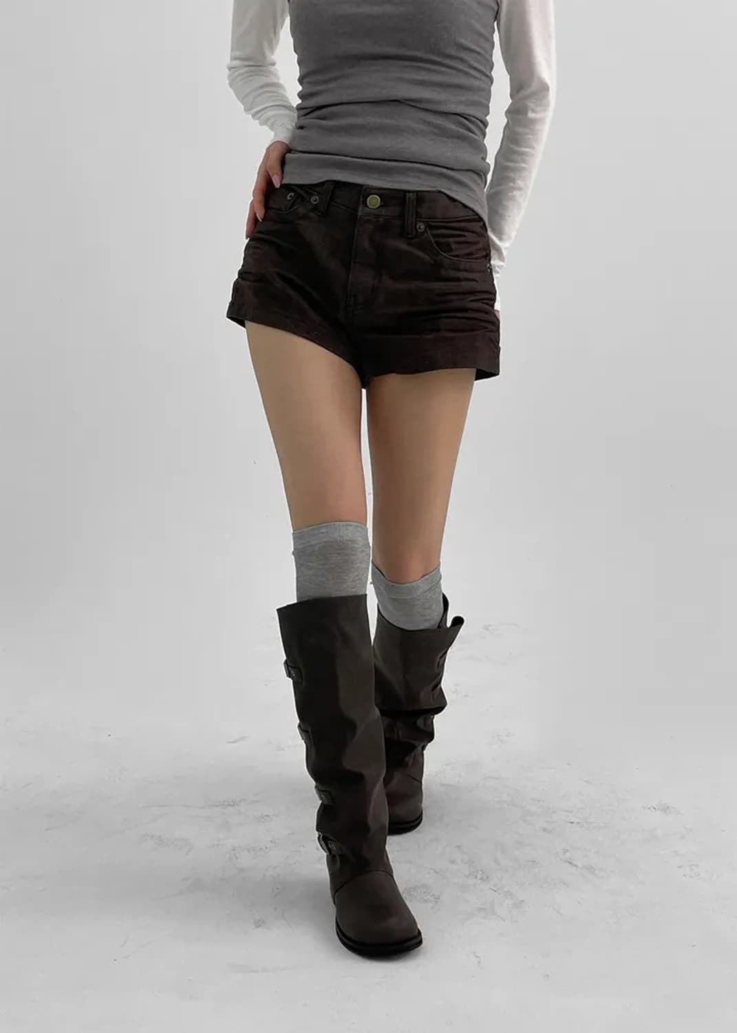 블랙업 핫크 논페이드 숏 데님팬츠 M 상품이미지2