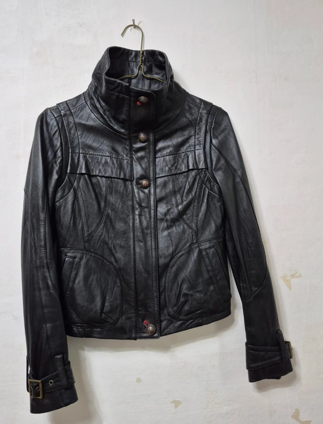 A6 블랙 램스킨 하이넥 레더자켓 55 상품이미지2