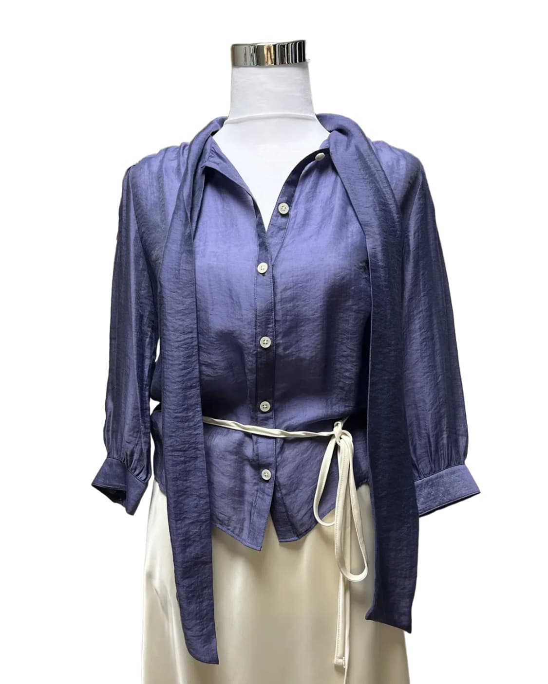 Blue scarf tie blouse 상품이미지5