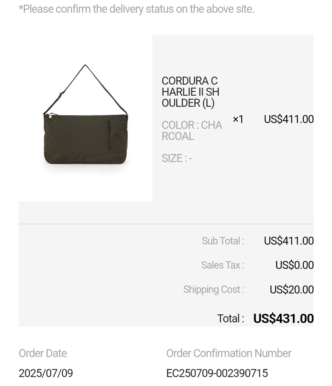 Visvim Cordura Charlie II 숄더백 라지 상품이미지1