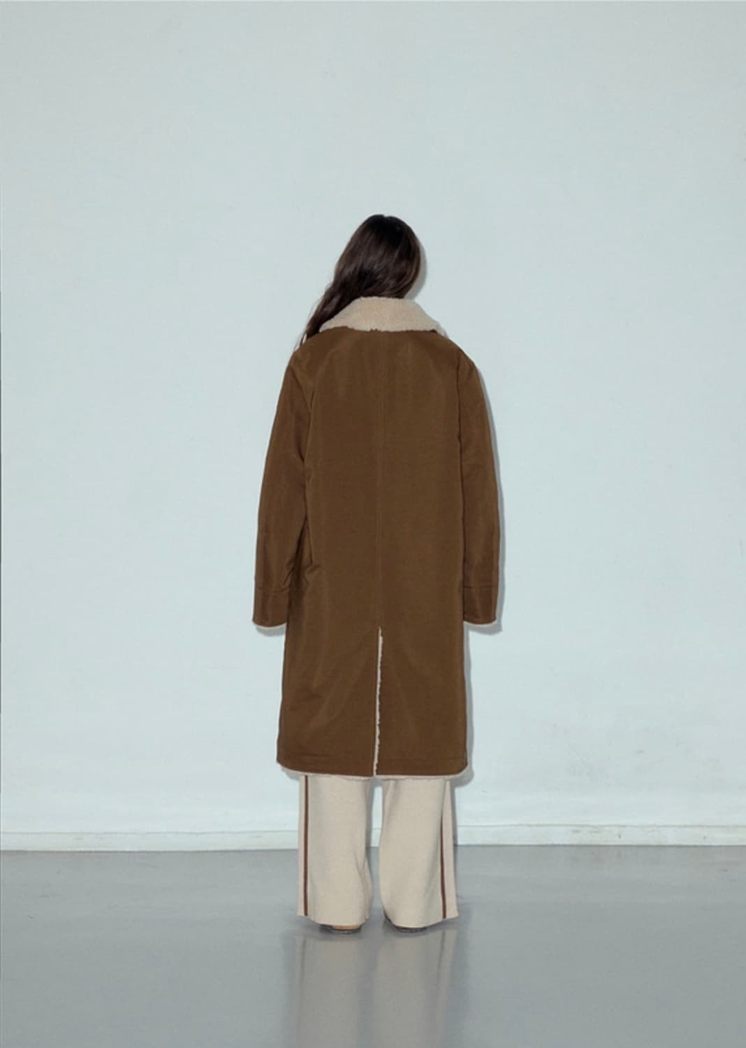 citta 시타 울블렌드 셔링 믹스 롱코트 브라운 상품이미지3