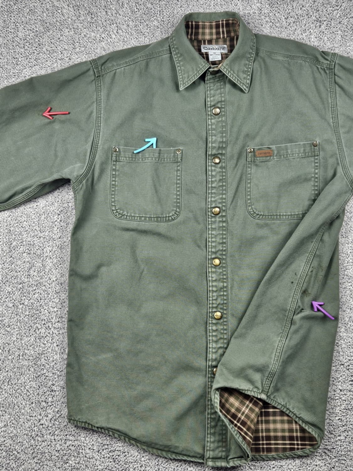칼하트 헤비 플란넬 안감 워크 셔츠 자켓 ( M ) / 10274 상품이미지4