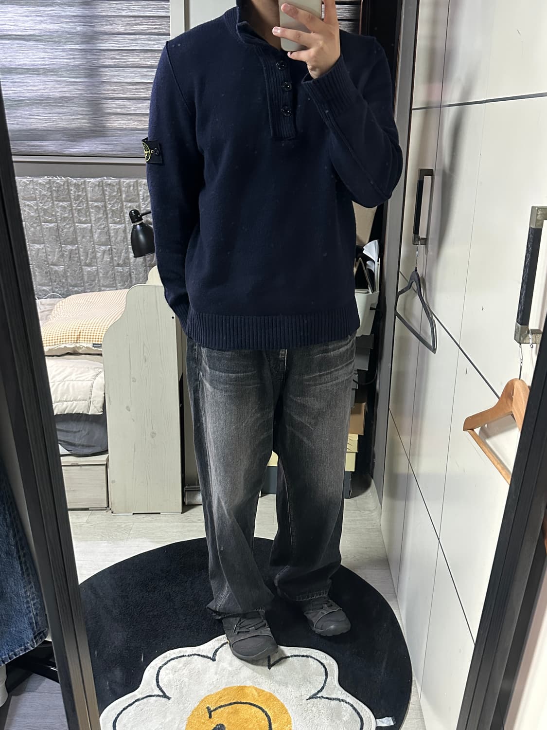 (정품)스톤아일랜드 버튼 아노락 반집업 니트(105) 상품이미지7