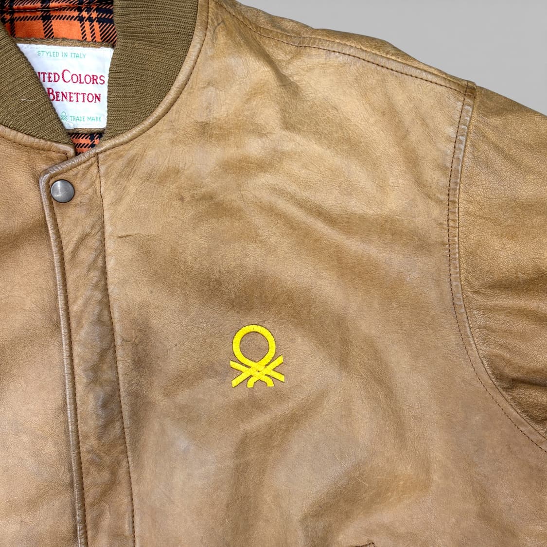 1991 베네통 레더 봄버 자켓 상품이미지5