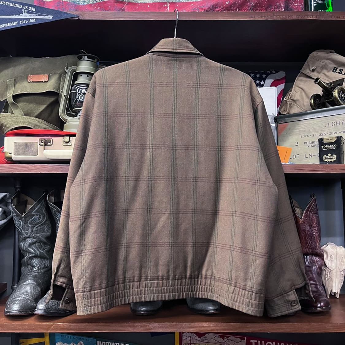 90s 라코스테 체크 패턴 블루종 자켓 스윙탑 바라쿠타 상품이미지2