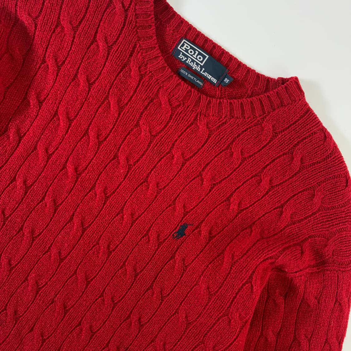 Polo 폴로 랄프로렌 90‘s 레드 쉐틀랜드 울 케이블 니트 상품이미지3