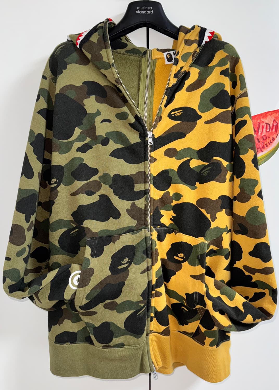 베이프 반반 카모 샤크 후드집업 L 상품이미지1