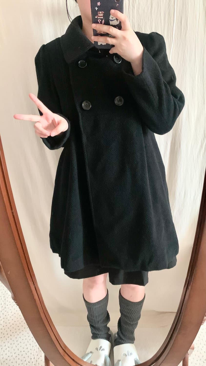 앙고라 블랙 퍼프 아방 더블 코트 상품이미지6