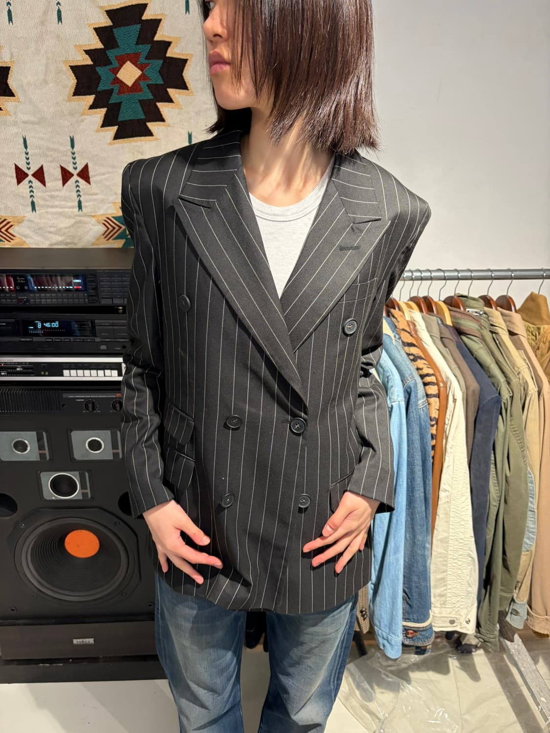 Saint New York 핀스트라이프 블레이저 상품이미지1