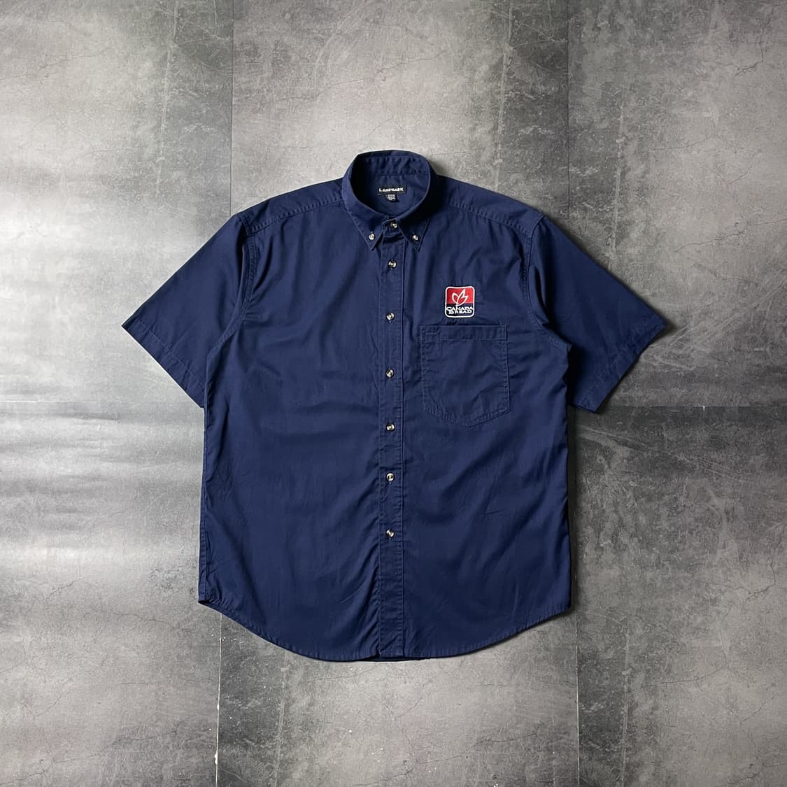 LANDMARK 빈티지 네이비 코튼 반팔 셔츠 A00770 상품이미지1