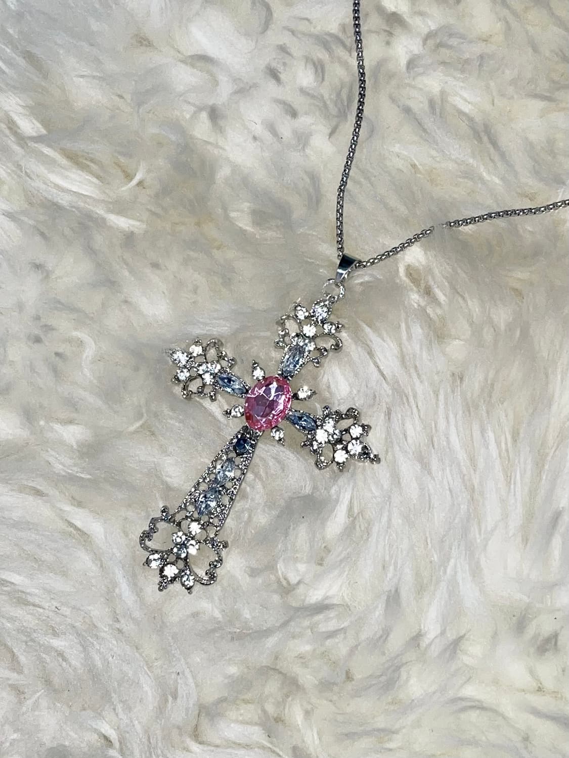 키치 큐빅 십자가 네크리스 상품이미지3