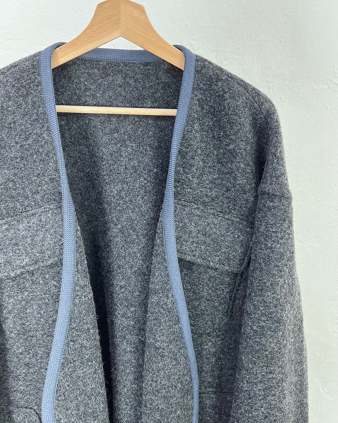 주카 믹스 블루 더플 와타 슬라이버 니트 코트 자켓 상품이미지3