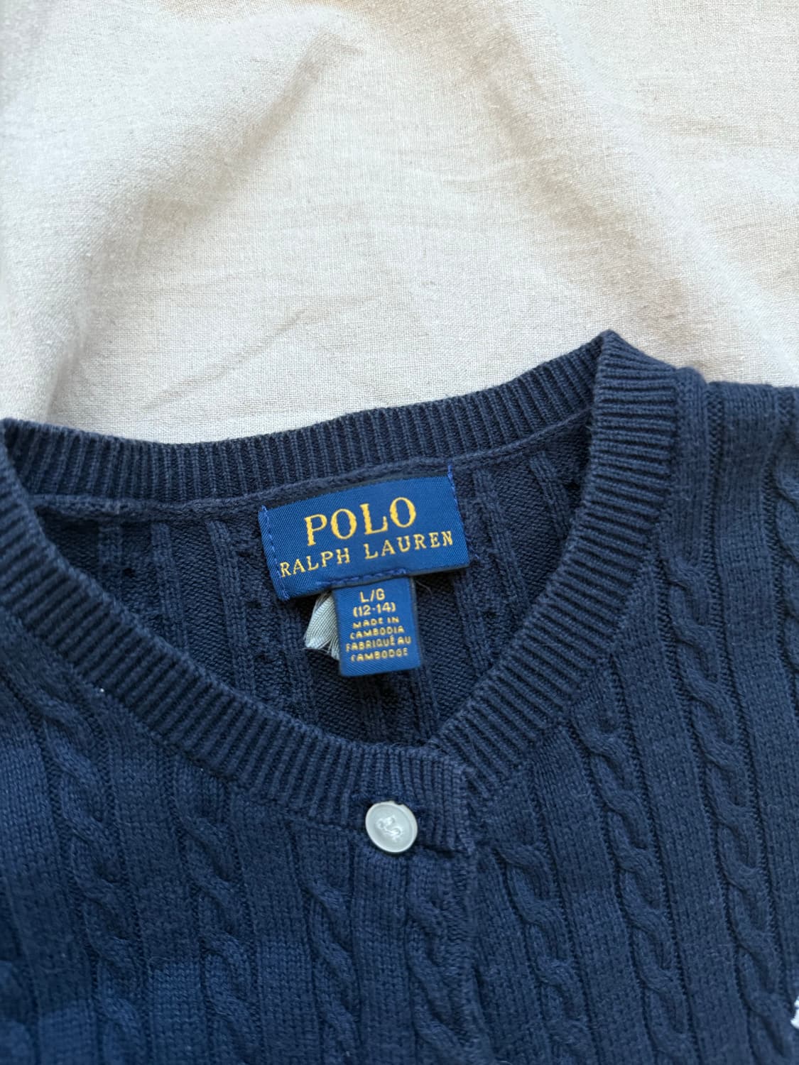 폴로 랄프로렌 포니 로고 케이블 니트 가디건 네이비 상품이미지6