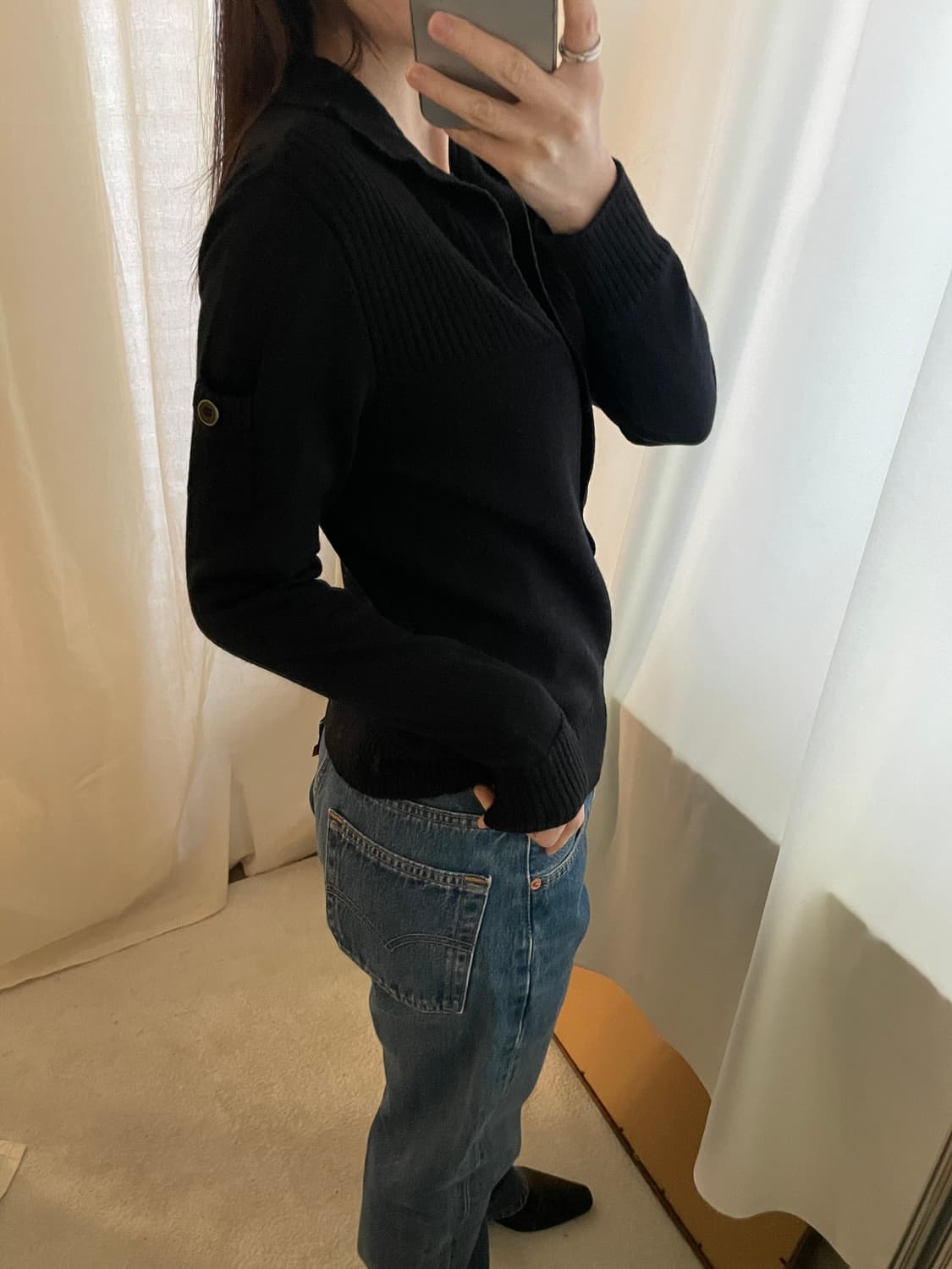 vintage layered button collar kint 상품이미지8