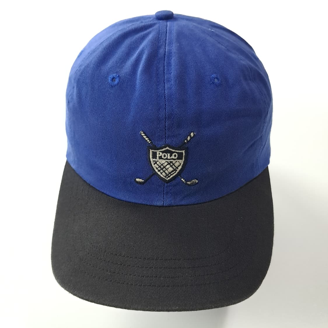 CK427 L 폴로 90s 대만판 블루 블랙 투톤 쉴드 로고 볼캡 모자 상품이미지3