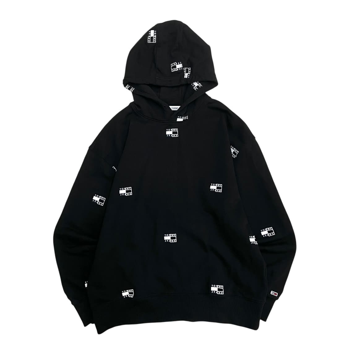 타미힐피거 진스 로고패턴 블랙 후드 L 상품이미지2