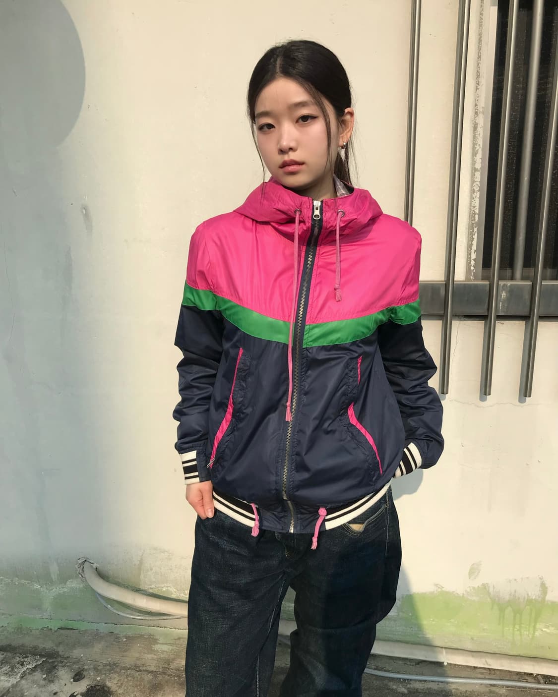 컬러 믹스 후드 집업 자켓  상품이미지5