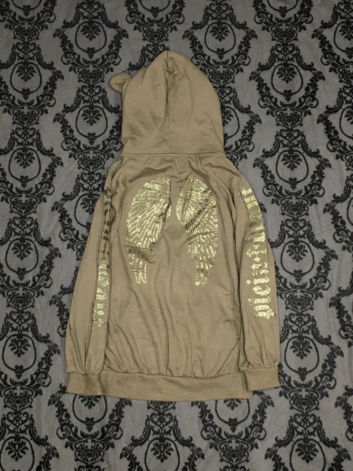  y2k 펑크 해골 날개 프린팅 후드집업 상품이미지2