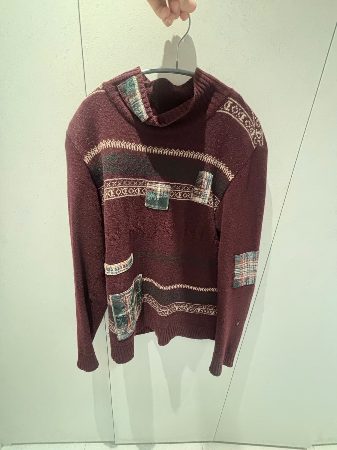 라프시몬스 05aw 목폴라 패치 니트 상품이미지1