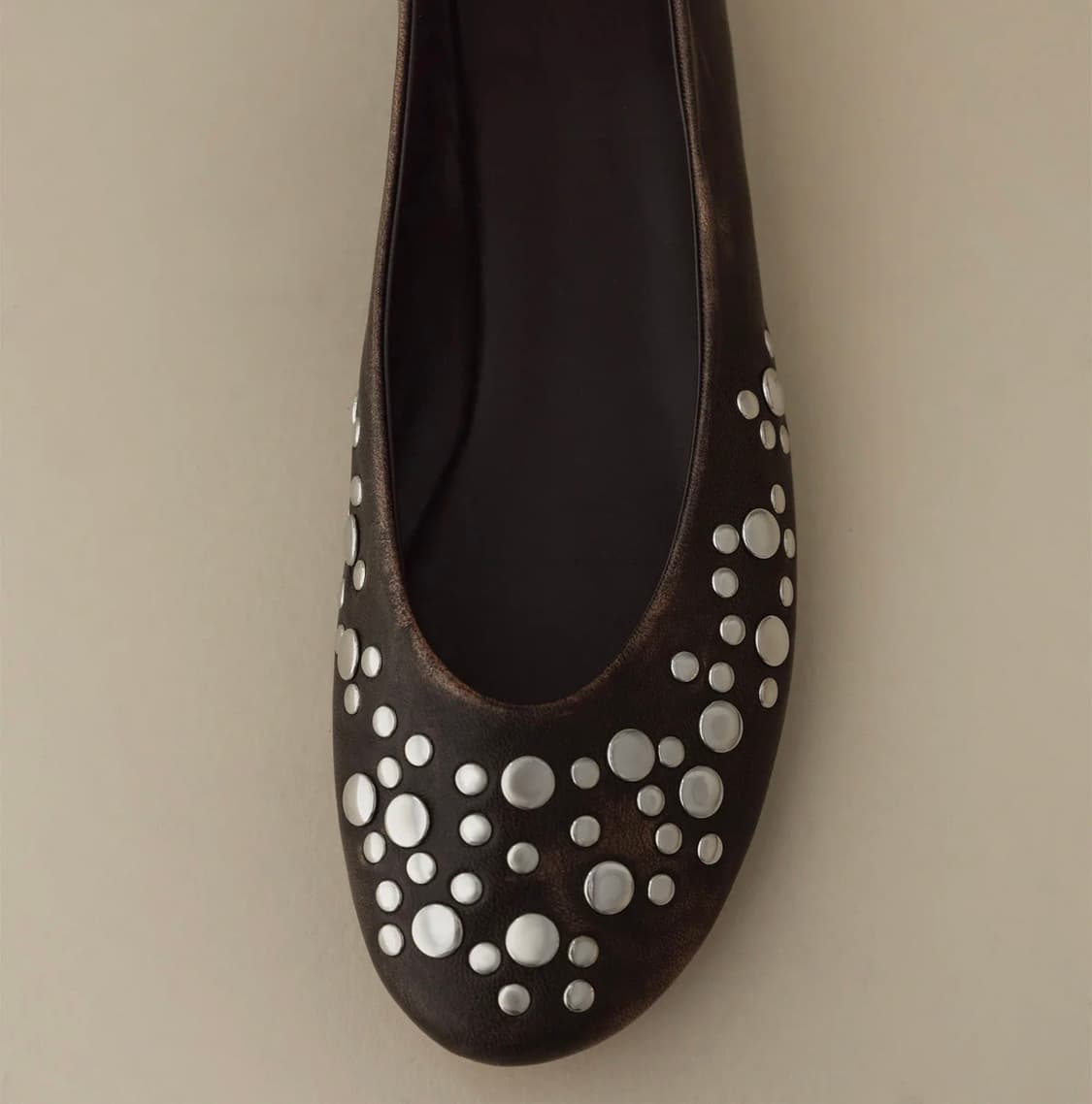 [36,37,38,39]기마구아스 스터드 발레리나 슈즈/브라운 상품이미지1