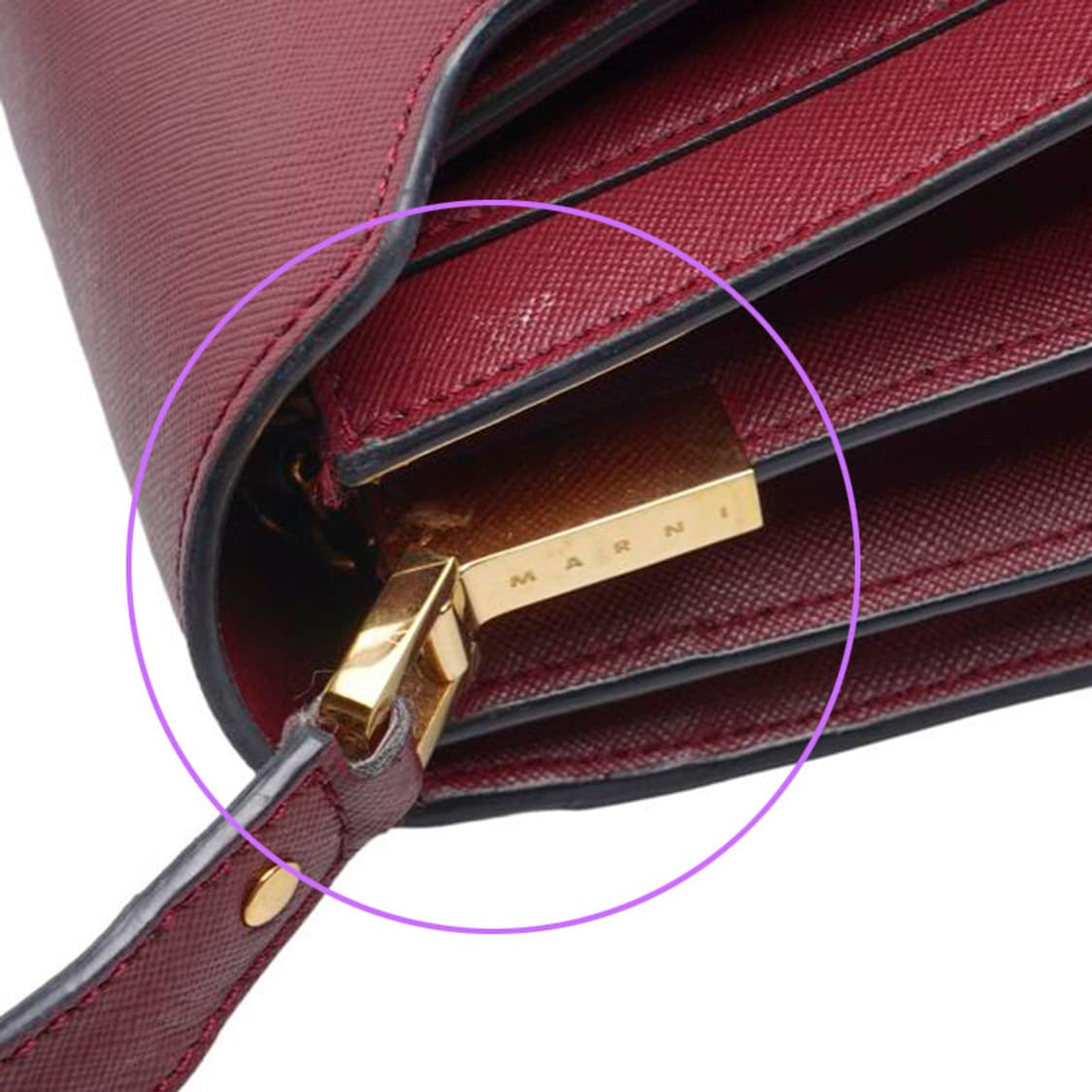 (중고) 마르니 버건디 사피아노 트렁크 미듐 숄더백 상품이미지7