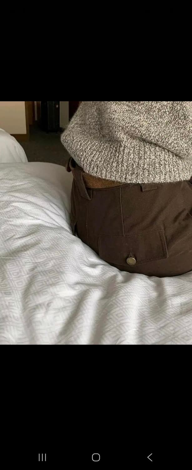 히피베 Hellooo Eat 플리츠 스트레이트 캐주얼 팬츠 브라운 XS 상품이미지3