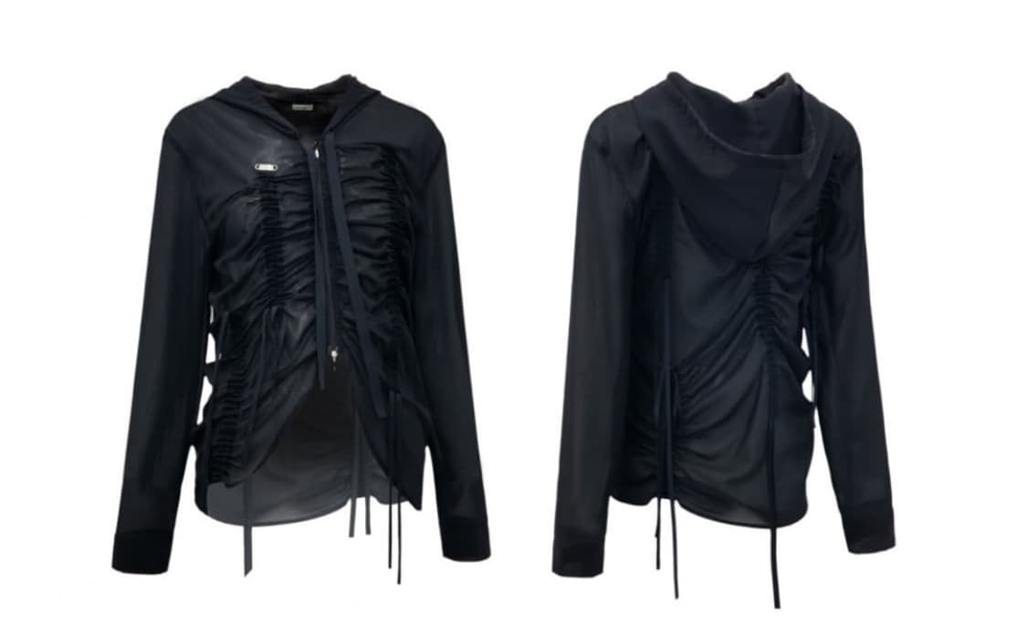 Nache Shirring Chiffon Hoodie Zip-Up 상품이미지1