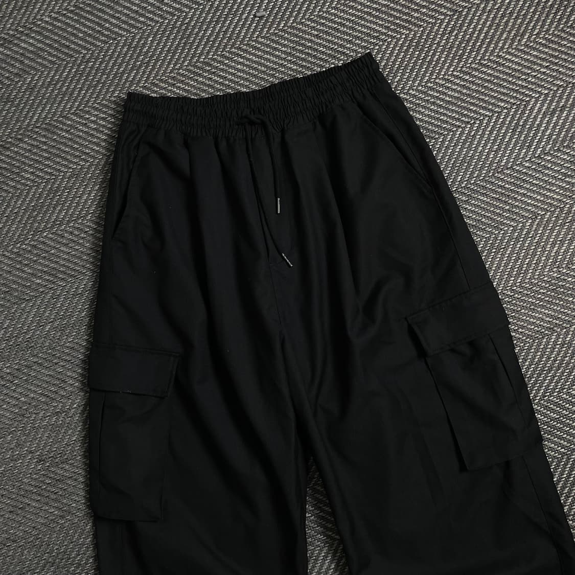 낫포너드 와이드 카고 스트링 팬츠 블랙y 4960 상품이미지4