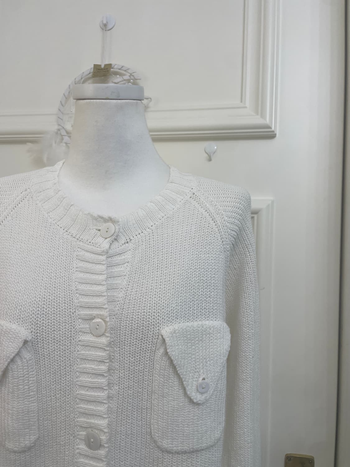 white pocket point reglan crop cardigan 상품이미지6