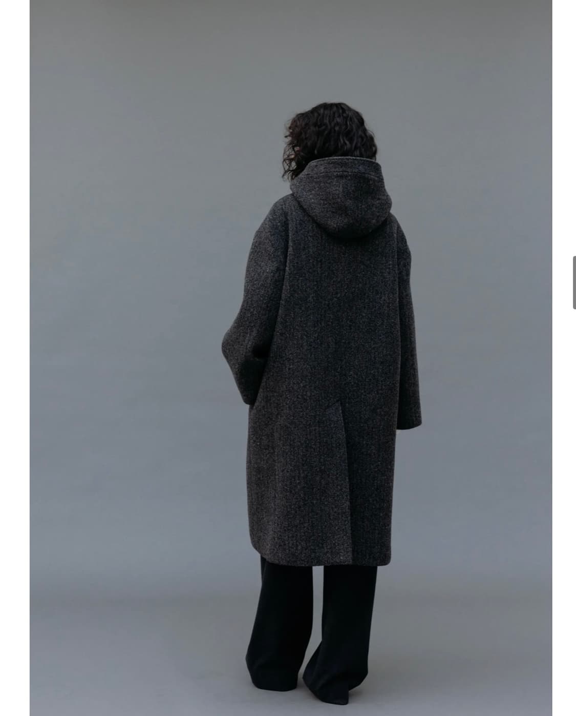 네세서리 헤링본 후드 코트 차콜 상품이미지3