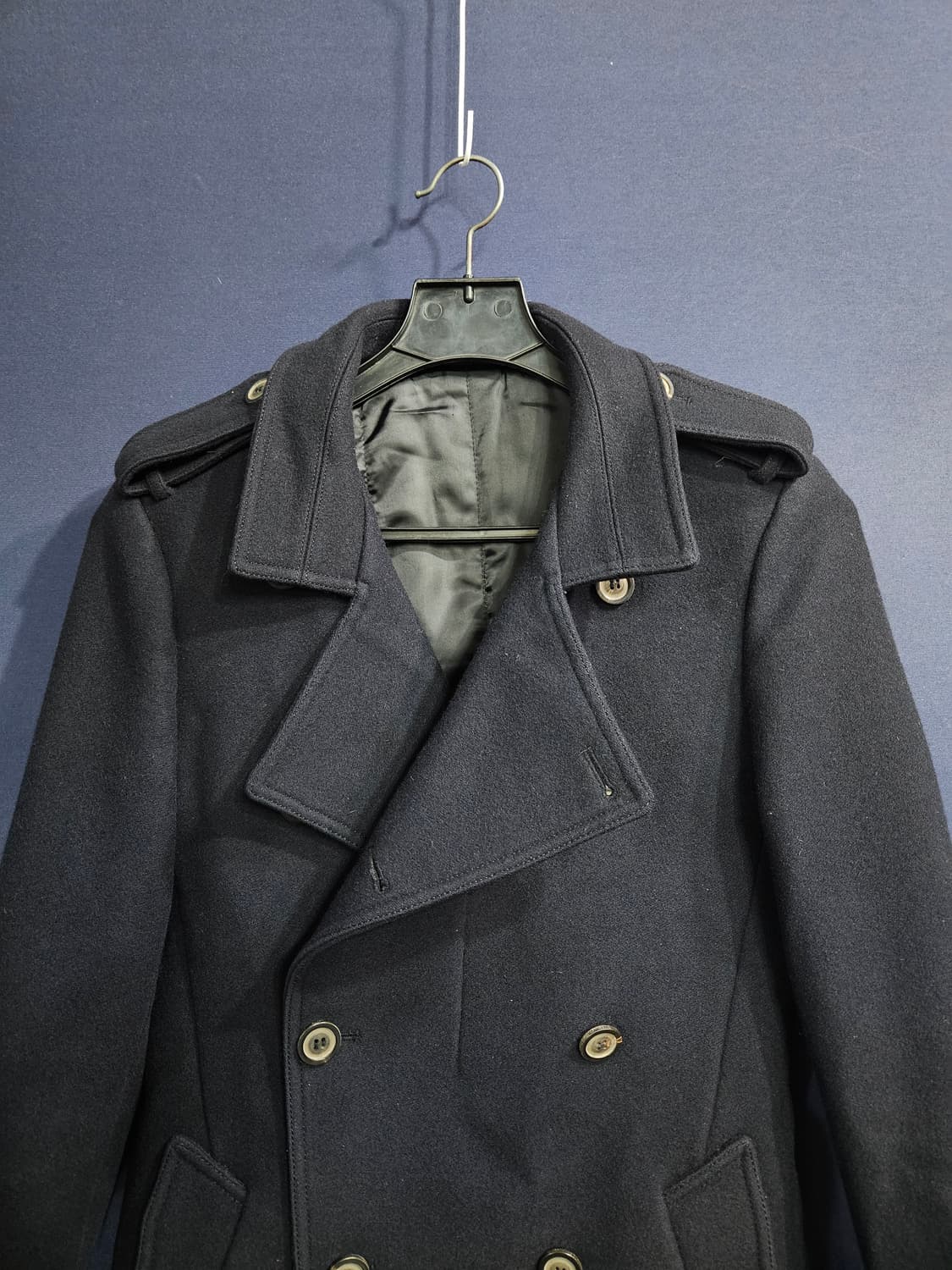 솔리드옴므 우영미 네이비컬러 남성 슬림핏 95 더블 반코트  상품이미지7