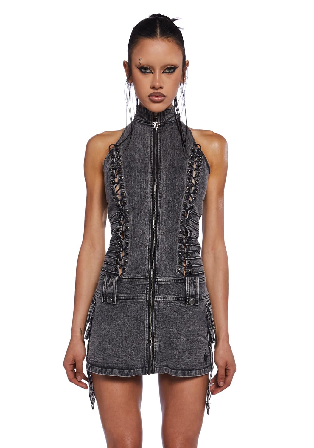 Dolls kill 돌스킬 레이스업 카고 미니 드레스  상품이미지1