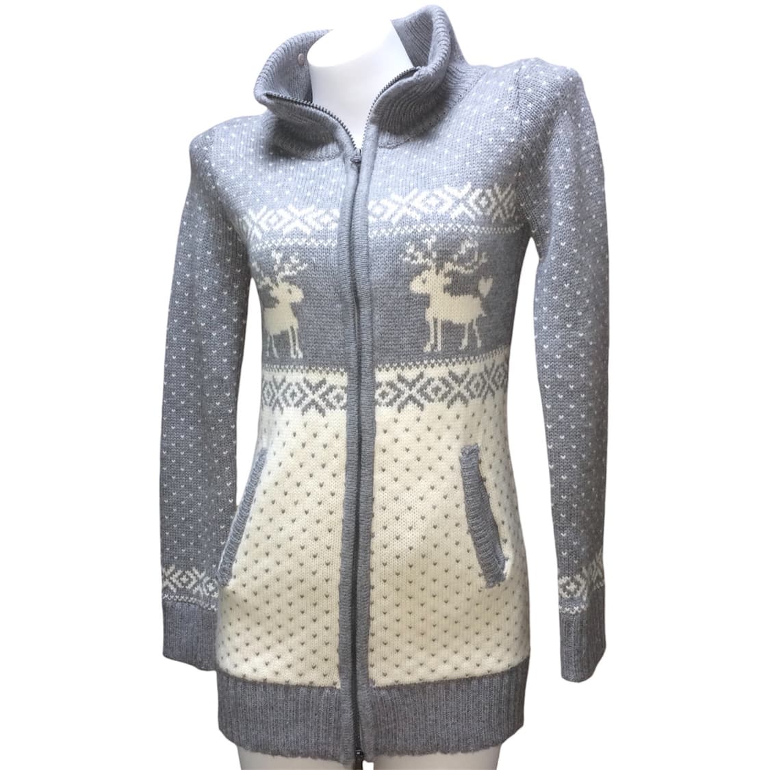 노르딕 도트 땡땡이 니트 투웨이 집업 원피스 상품이미지1