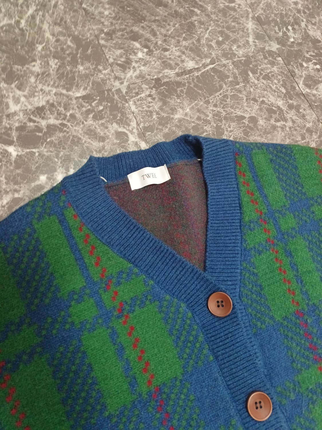TWEE 멀티컬러 아가일 크롭 가디건 상품이미지5