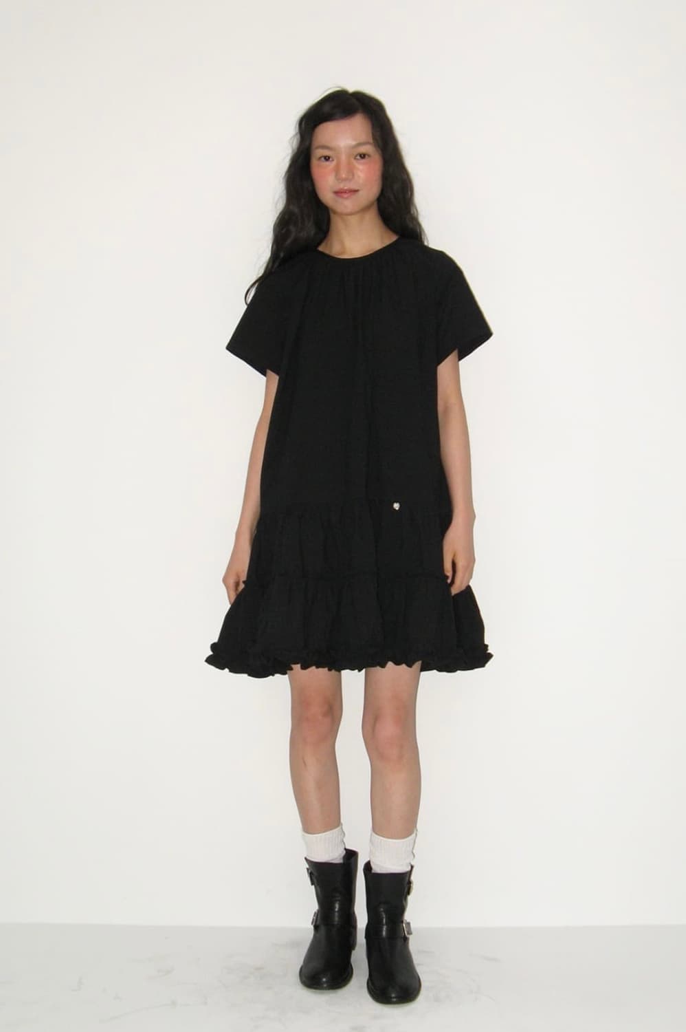 론론 FRILL SHORT SLEEVE ONEPIECE DRESS 상품이미지2