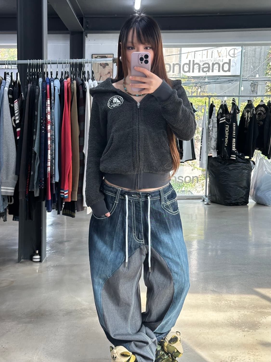 히스테릭글래머 히스걸 보아 파커 후드집업 그레이 상품이미지2