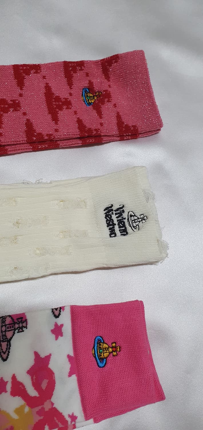 아이보리 핑크 겨자색 크림 빈티지 비비안웨스트우드 양말 상품이미지6