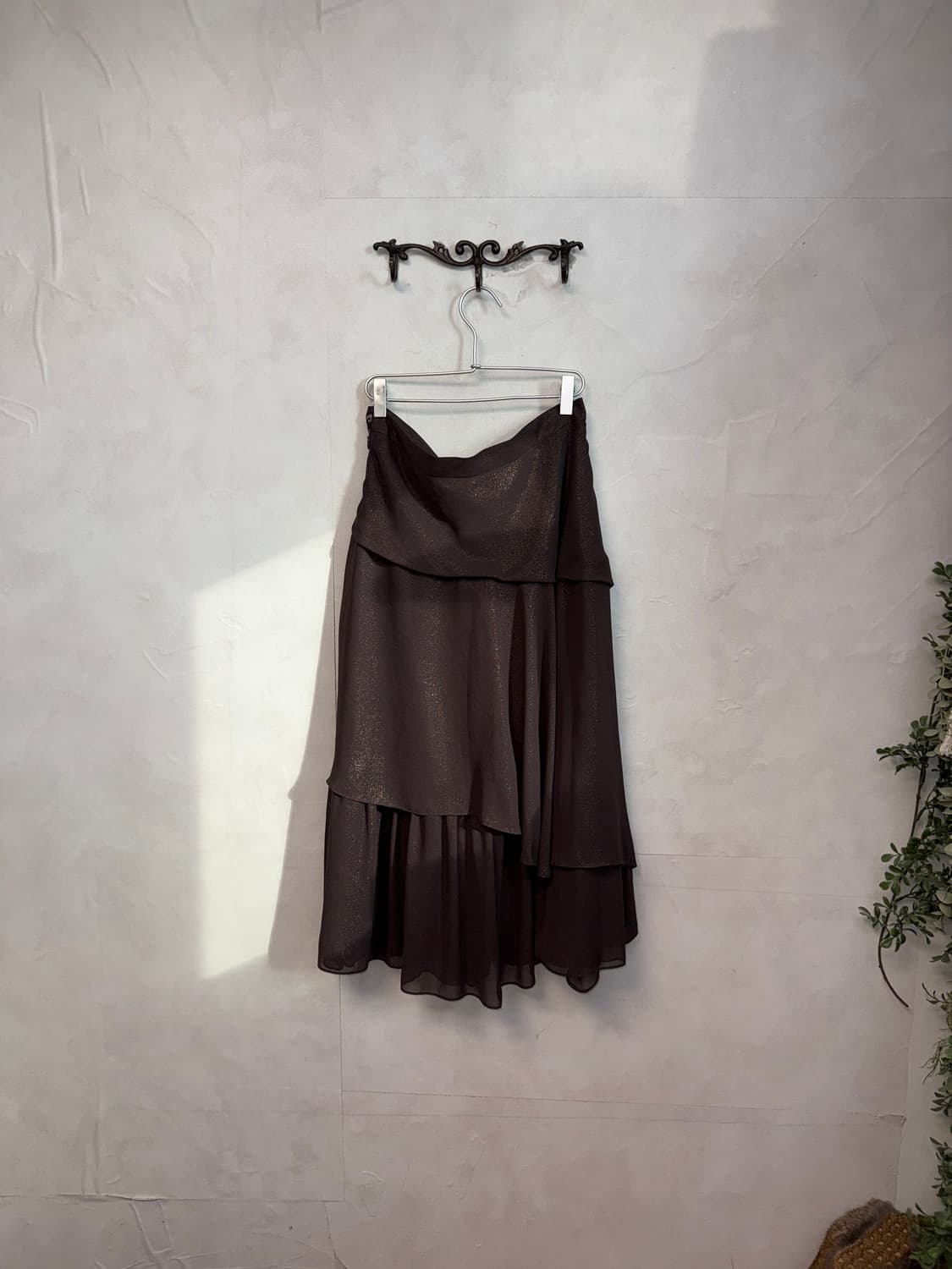 Gold brown glitter draped shirring skirt 상품이미지4