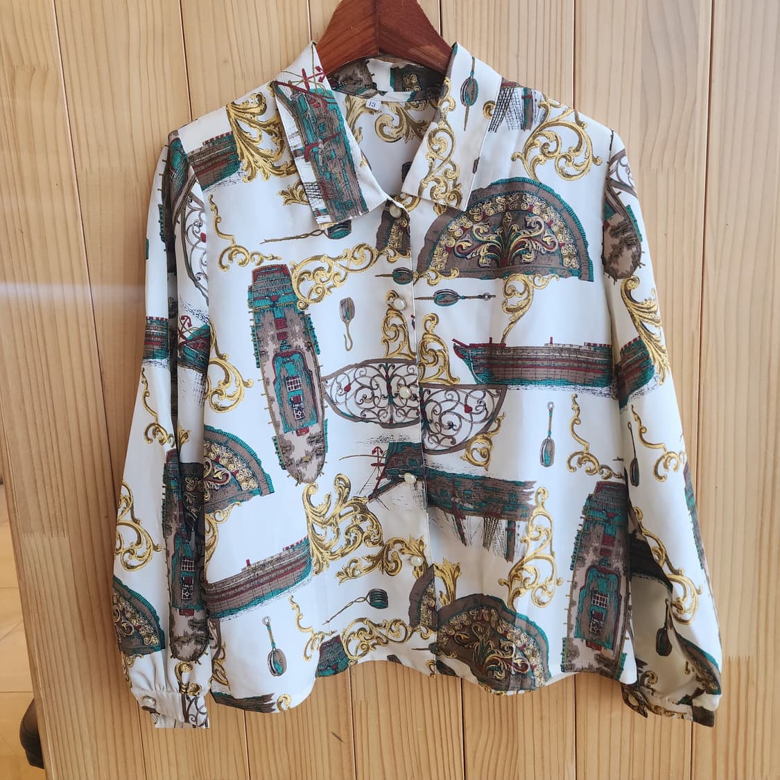 일본빈티지 고급스러운 패턴 블라우스 상품이미지2