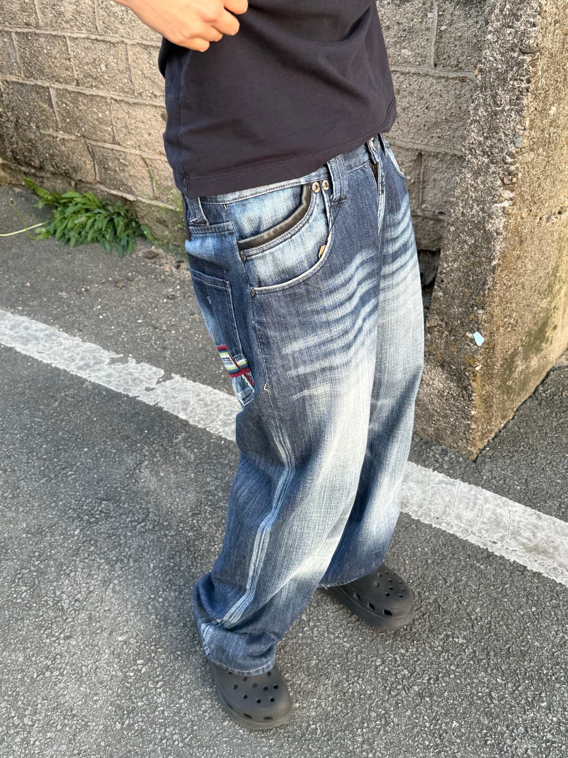 빈티지 자수 워싱 데님 팬츠 상품이미지3