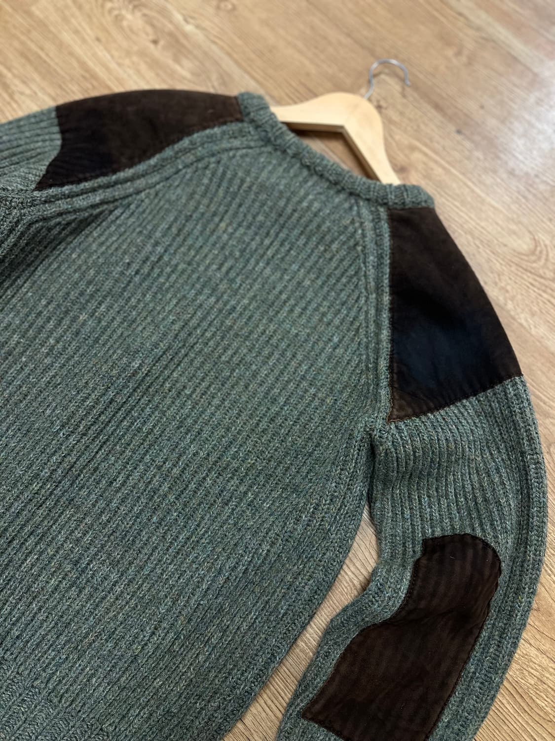 (M)80s 폴로랄프로렌 엘보패치 헤비 니트 카키 상품이미지6