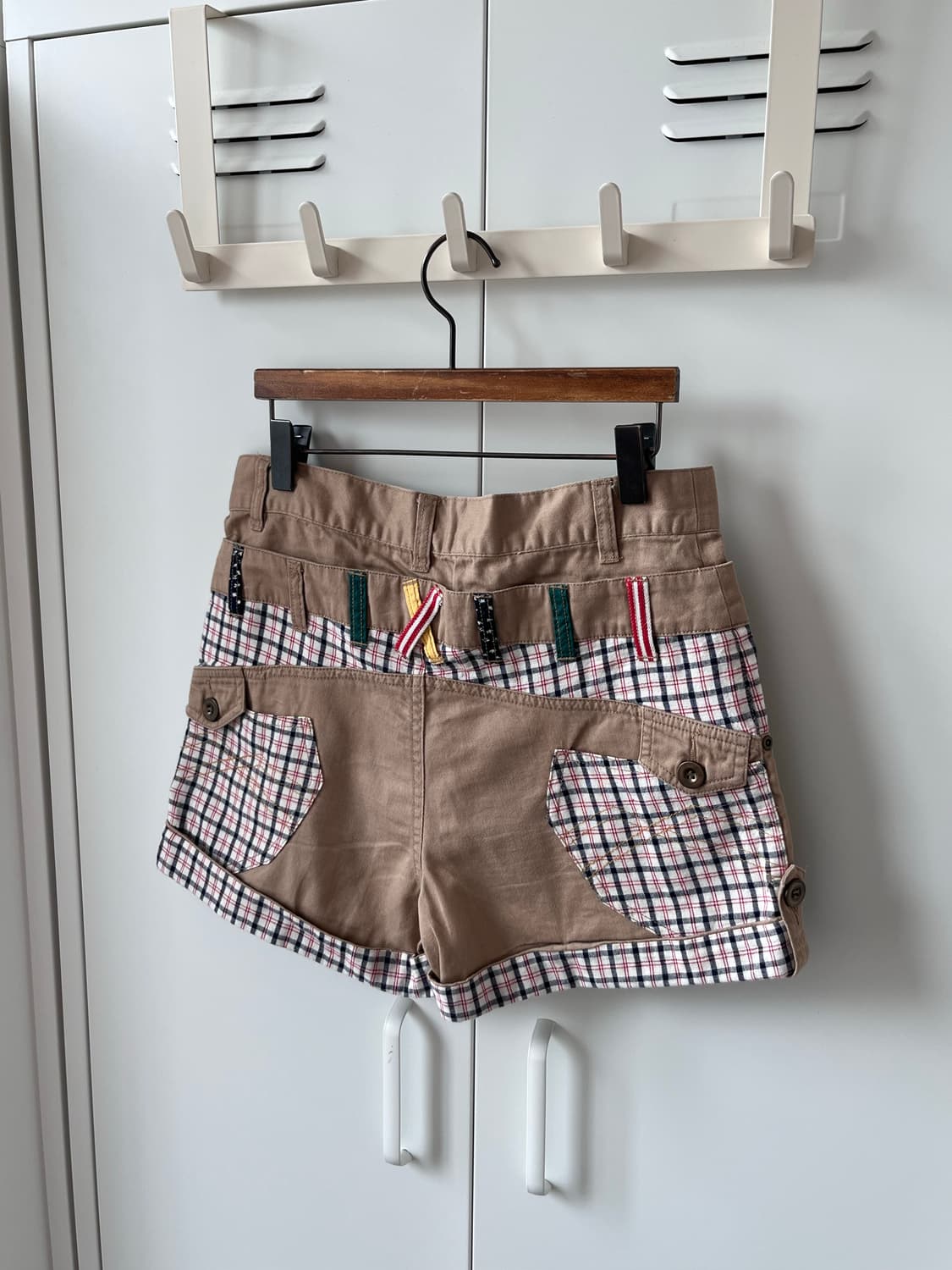 Vintage 패치워크 베이지 숏 팬츠 반바지 상품이미지8