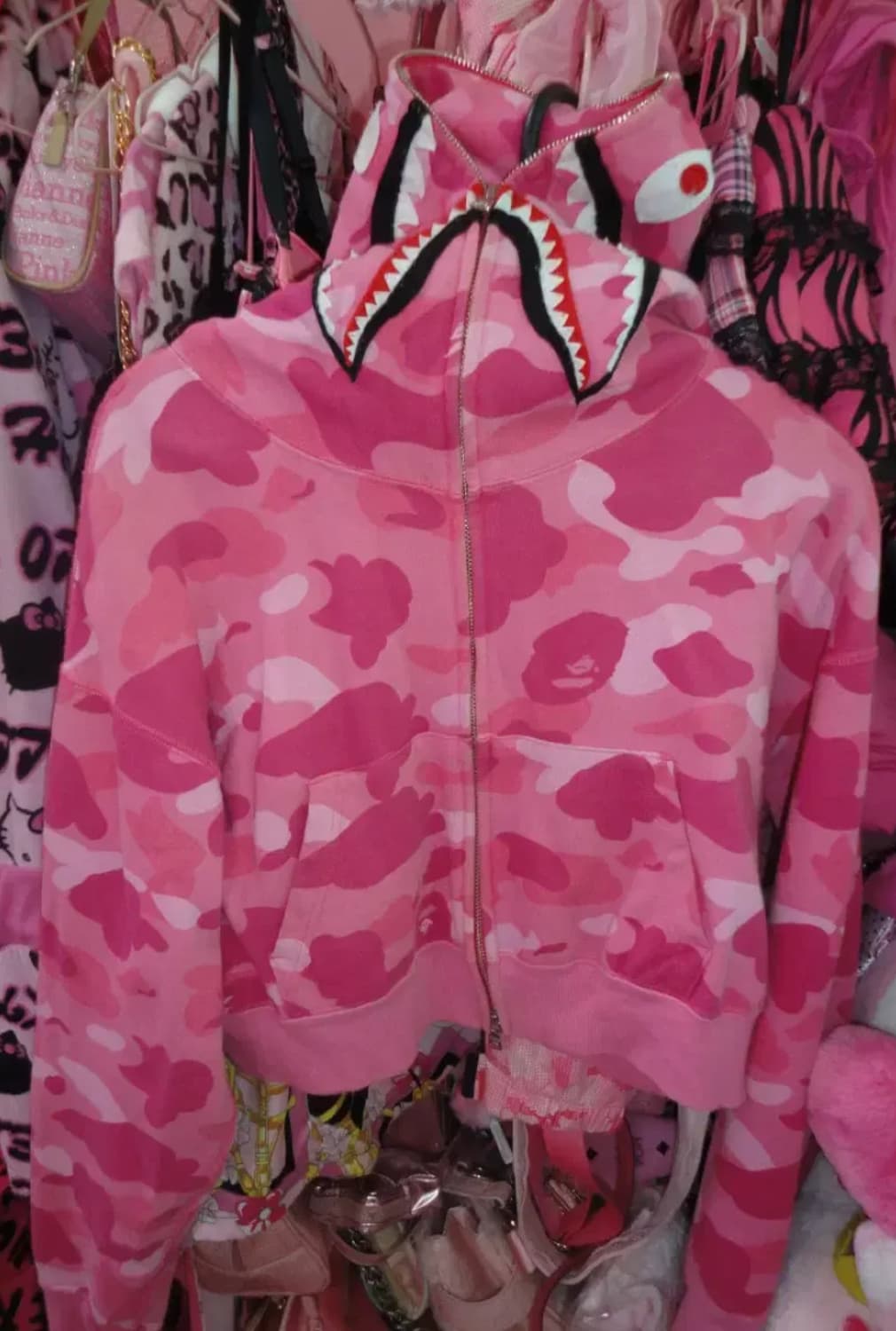 베이프 갸루 핑크 후드 크롭 유일매물 상품이미지3