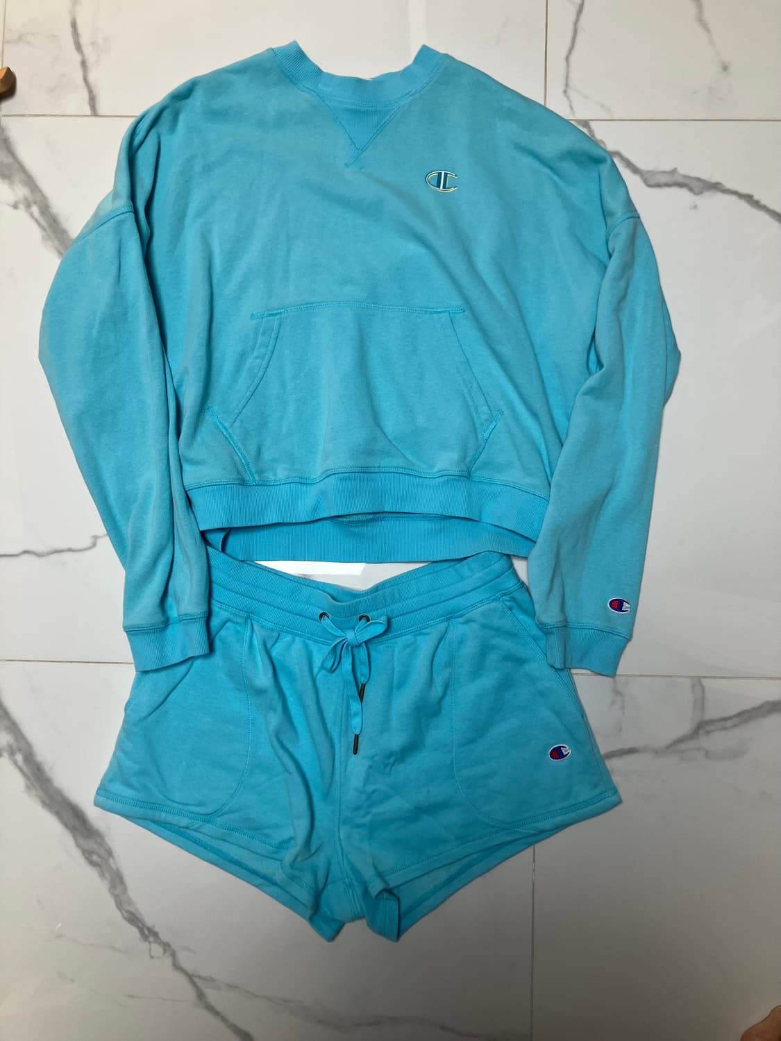 챔피온 아쿠아 블루 미듐 여름용 프렌치테리 쭈리면 셋업  상품이미지1